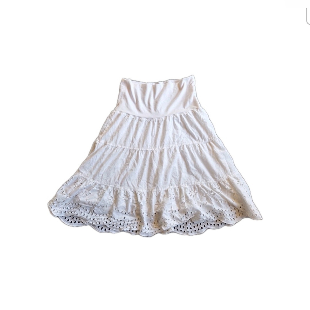 Y2k Romantic Boho Tube Top Tunic White Eyelet Empire Waist Size Small Coquette